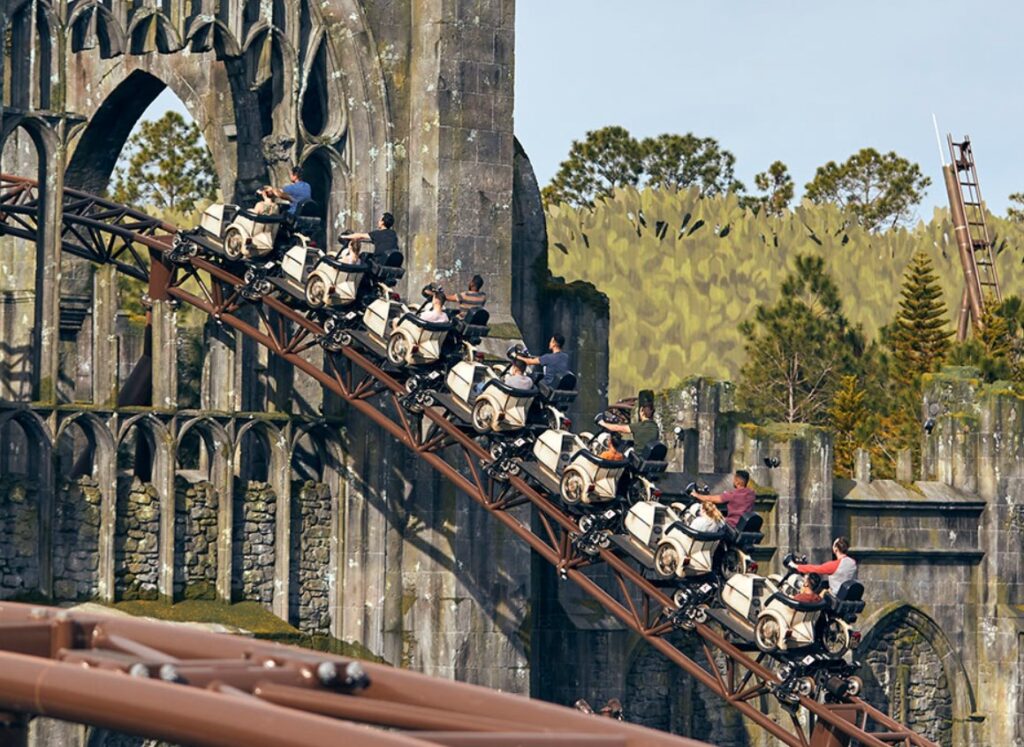 Montanha-russa Hiccup's Wing Gliders na área How to Train Your Dragon – Isle of Berk, no Epic Universe
