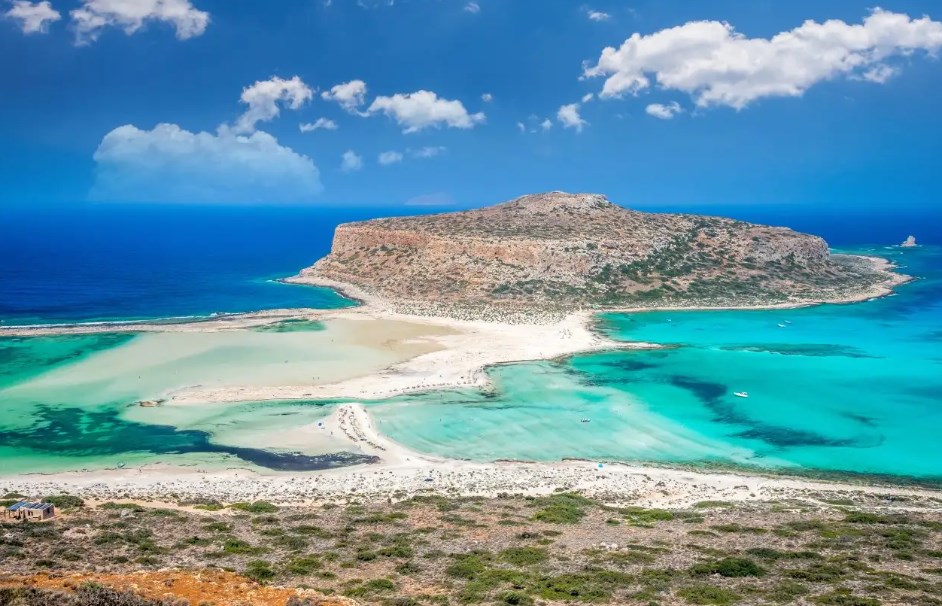 Águas turquesa da Lagoa de Balos, na ilha de Creta, na Grécia